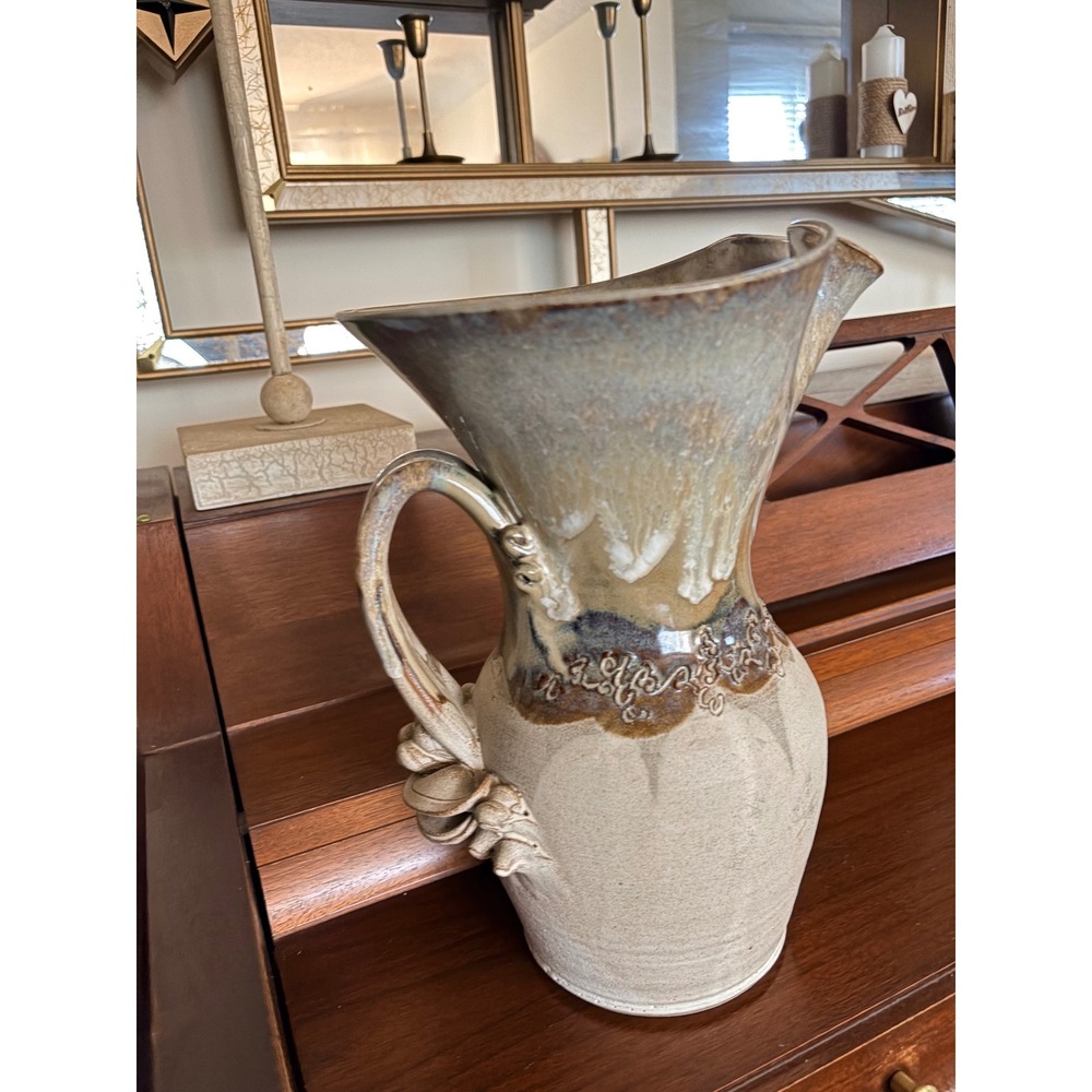 Machulis 1994 Signed Ceramic Pitcher Vase Art Pottery Unique Glaze Home‎ Decor